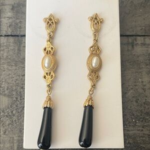 Elegant Gold and Black Drop Earrings